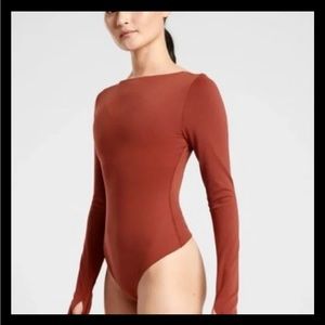 - Athleta align long sleeve bodysuit/ leotard. Open back thong